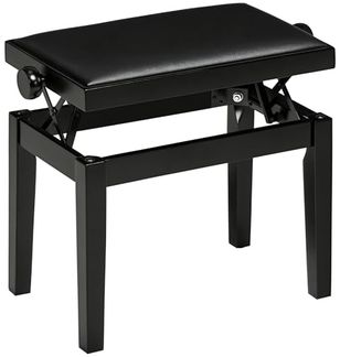 HOMCOM Klavierbank Höhenverstellbare Klavierbank mit Lederkissen (Pianobank, 1-St, Kunstleder Gummiholz), Schwarz 63 x 33 x 45-56 cm