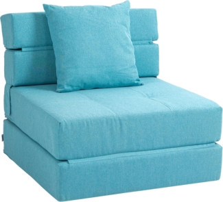 HOMCOM Sessel Einzelsofa mit Kissen, Klappsessel, 2-in-1 Design (Schlafsessel, 1-St, Bettsessel), Blau 70 x 70 x 61 cm