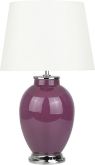 'Brenta' Tischlampe Violett Keramik 56 cm Stoffschirm Weiß Empire Vasenform Kabel mit Schalter Retro-Stil