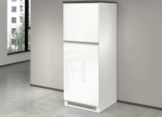 Dmora - Küchenschrank Plinio, Mehrzweckschrank, Küchenzeile Schrank, Multifunktionales Kühlregal, 100% Made in Italy, 60 x 60 x 165 cm, glänzendes Weiß und Schiefer