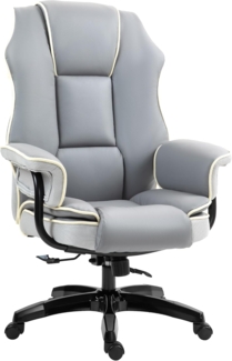 Vinsetto Bürostuhl, Ergonomisch Schreibtischstuhl mit Liegefunktion, Drehfunktion, Höhenverstellbar Computerstuhl für Home-Office, Kunstleder, Hellgrau