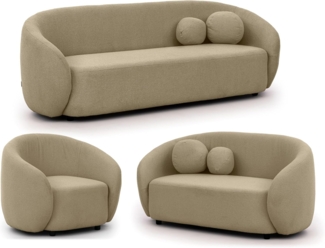 S-Style Möbel Polstergarnitur 3+2+1 Roundi, Bouclé, Luxus & Moderne Kollektion