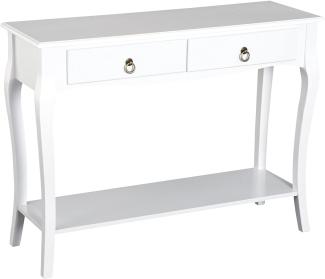 HOMCOM Konsolentisch Konsole Sideboard mit 2 Schubladen Holzfüße Flur Weiß 100 x 33 x 75 cm