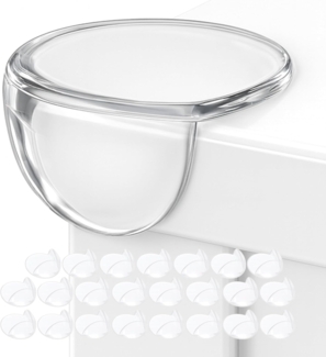 Ecken und Kantenschutz, 24 Pack, vor-geklebt, kristallklar, rundes Design, perfekt für Tischecken und Möbelecken, mit Spezial Kleber, Baby Eckenschutz, Tischeckenschutz Kinder, Kantenschutz Baby