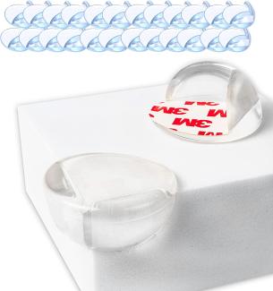 Ecken und Kantenschutz, 24 Pack, vor-geklebt, kristallklar, rundes Design, perfekt für Tischecken und Möbelecken, mit Spezial Kleber, Baby Eckenschutz, Tischeckenschutz Kinder, Kantenschutz Baby