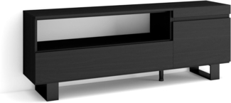 Skraut Home | TV-Schrank, Lowboard | für Wohnzimmer und Esszimmer | 150 x 57 x 35 cm | Für TV-Geräte bis zu 65" | Industriedesign | Moderner Stil | Schwarz