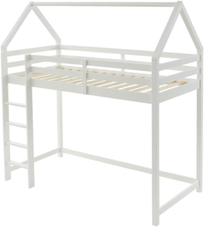 Vente-unique - Hochbett Hausbett - Kiefernholz - 90 x 190 cm - Weiß - TARZIA