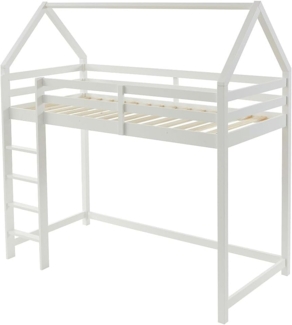 Vente-unique - Hochbett Hausbett - Kiefernholz - 90 x 190 cm - Weiß - TARZIA
