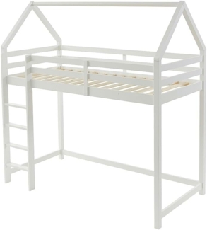 Vente-unique - Hochbett Hausbett - Kiefernholz - 90 x 190 cm - Weiß - TARZIA