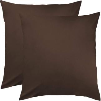 Traumschlaf Edel-Linon Kissenbezüge 2er Set|2x 80x80 cm| schoko