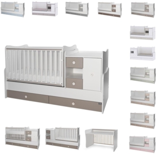 Lorelli Babybett, Jugendbett 3 in 1 Mini Max umbaubar, für 2 Kinder gleichzeitig dunkelbraun weiß