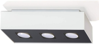 Deckenleuchte, Schwarz, Weiß, Stahl, 3-flammig, L 34 cm