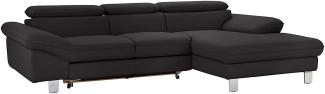 Mivano Ecksofa Driver mit Recamiere rechts, Ledercouch mit Bettfunktion und Bettkasten / Inkl. verstellbare Kopfstützen, 268 x 73 x 169, Kunstleder, Schwarz