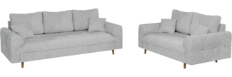 S-Style Möbel Polstergarnitur 3+2 Kristian mit Holzfüßen im skandinavischen Stil aus Chenille-Stoff, (1x3-Sitzer-Sofa, 1x2-Sitzer-Sofa), mit Wellenfederung