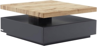 Vente-unique - Couchtisch drehbar - 1 Schublade - MDF - Anthrazit & Holzfarben - KYRIA