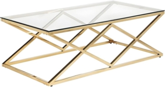 Couchtisch CHARLOTTE - Glas & Stahl - Goldfarben