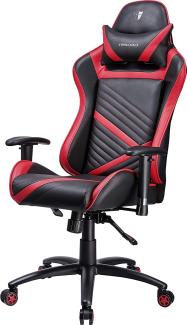 Tesoro Zone Speed Gaming Stuhl F700 Rot/Schwarz - schmaler Gamer Stuhl mit Wippfunktion, PU-Leder, verstellbare Armlehnen, Nackenkissen