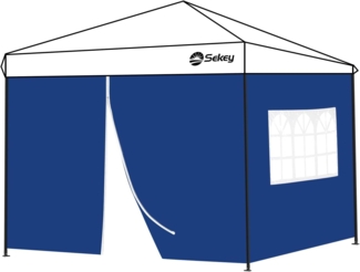 Sekey 2PCS Seitenwände für Pavillon 3x3 Wasserdicht Winterfest, Seitenwände für Pavillon Partyzelt Gartenzelt 3x3 m, 1 Fenster 1 Tür, Grau (Navy, 1 Fenster 1 Tür)