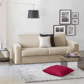 Talamo Italia - 2-Sitzer festes Sofa Marzia, Wohnzimmersofa aus gepolstertem Stoff mit schmalen Armlehnen, 100 % Made in Italy, 180 x 95 x 90 cm, Beige