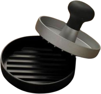 RÖSLE Burgerpresse, Hochwertige Fleischpresse zum einfachen Formen von Burgerpatties, ABS, Aluminium, 11 cm, spülmaschinengeeignet Schwarz / Silberfarben