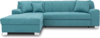 DOMO. collection Capri Ecksofa | Eckcouch in L-Form mit Schlaffunktion, Polsterecke Schlafsofa, türkis, 239 x 152 x 75 cm