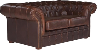 Vente-unique - Chesterfield Ledersofa 2-Sitzer - Vintage Leder - Braun - CLOTAIRE