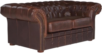 Vente-unique - Chesterfield Ledersofa 2-Sitzer - Vintage Leder - Braun - CLOTAIRE