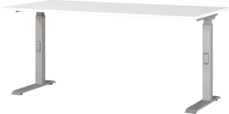 Germania Schreibtisch 7911-639, in Weiß/Silber, me. höheneinst, 160 x 91 x 80 cm (BxHxT)