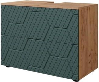 Vicco 'Irma' Waschbeckenunterschrank, Holz, Grün / Natur, 59 x 41 x 80 cm