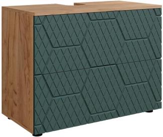 Vicco Waschbeckenunterschrank Irma Eiche Grün 80 x 59 cm 2 Schubladen Badezimmer