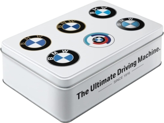 Nostalgic-Art Keksdose Vorratsdose Flach - BMW - Logo Evolution
