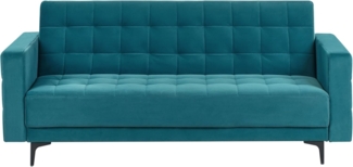 Schlafsofa ABERDEEN Samtstoff Seeblau 3-Sitzer