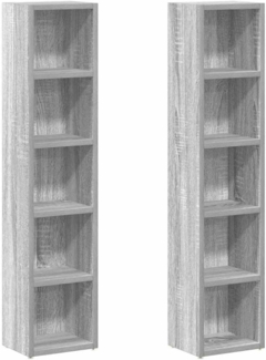 vidaXL CD-Regale 2 Stk. Grau Sonoma 21x16x93,5 cm Holzwerkstoff 815319