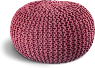 ELYFLAIR® handgefertigter Strickhocker Ø 55cm o. Ø 45cm I Sitzpouf Sitzpuff Bodenkissen Sessel Kissen Sitzhocker Sitzsack - mit eleganter Grobstrick-Optik - Dekoration Interieur (Rosa, Ø 55cm)