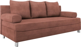 'Dover' Schlafsofa, ohne Polsterhocker, Cord, Rosa, 86 x 192 x 80 cm