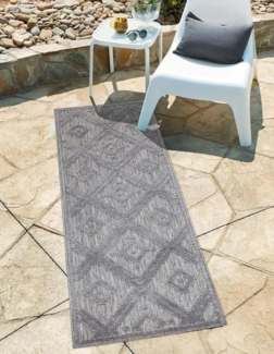 Carpet City Teppich In-& Outdoorteppich Santorini 454, 3D-Effekt, Raute-Optik, rechteckig, Höhe: 5 mm, Wetterfest & UV-beständig für Terrasse, Balkon, Küche, Flur