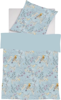 Fleuresse Schweizer Mako-Satin Bettwäsche 135x200 Vögel Blüten Wende 534399-02