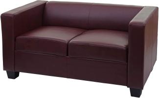 2er Sofa Couch Loungesofa Lille ~ Kunstleder, rot-braun