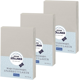 Julius Zöllner Spannbetttuch Jersey 90x40 Taupe 3er Pack