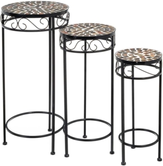 Set mit 3 Beistelltischen aus Metall in Schwarz