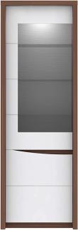 FORTE Saint Tropez Vitrine mit LED Beleuchtung, Holzwerkstoff, Braun/Weiß, 63,7 x 189,3 x 42 cm