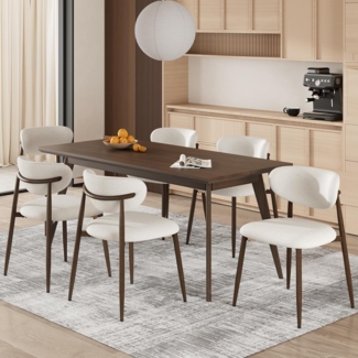 COLAMY Küchenstuhl Esszimmerstühle 6er Set, Moderne Polsterstuhl Essstühle mit Fester Rückenlehne, Stoff Esszimmerstühl mit Metallbeinen für Esszimmer, Küche, Restaurant, Beige