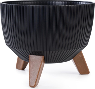 KONZEPT Blumentopf Pflanzschale 24/29cm Blumentopf mit Füßen, mit Wasserabfluss-Einsatz, wetterfest & UV-beständig, Übertopf für Innen & Außen