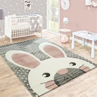 Teppiche Kinderzimmer Babymatte Groß Kinderteppiche Flauschige Schutzmatten Waschbare Matten Kindermatte fürs Babyzimmer Kleinkinderzimmer (Graues gepunktetes Kaninchen,120 * 160cm)