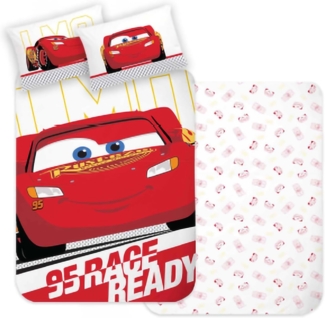 BrandMac Kinderbettwäsche Disney Pixar Cars Bettwäsche Set Lightning McQueen 135x200cm 80x80cm, 1 teilig, Langlebig
