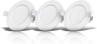 B.K.Licht LED Einbaustrahler Bad Einbauleuchten 9er Set Ultra-flach Ø115x30mm 230V Weiß - BKL1274, LED fest integriert, Warmweiß, 9 Badezimmer-Einbausprots Decke IP44 230V 6W 450 Lumen 3000K Warmweiß