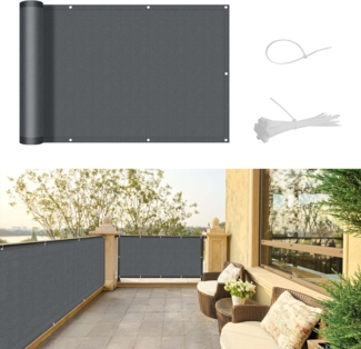 SUNNY GUARD Balkon Sichtschutz 80x800 cm Balkonverkleidung Balkonabdeckung Balkonumspannungen,UV-Schutz,Wind und wasserdicht,Geeignet für Balkon,Garten,Terrasse,mit Kabelbinder,Anthrazit