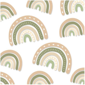 Y004 Regenbogen Wandtattoo Wandsticker Aufkleber für Kinderzimmer Babyzimmer (08 Beige/Grün)
