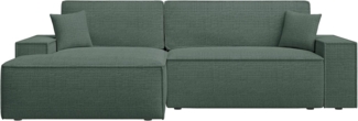 Selsey Farese New - Ecksofa mit Schlaffunktion, Chenille-Bezug in Salbeigrün, linksseitig