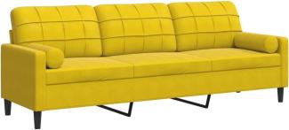 Sofa 3-Sitzer mit Zierkissen Gelb 210 cm Samt 3278245